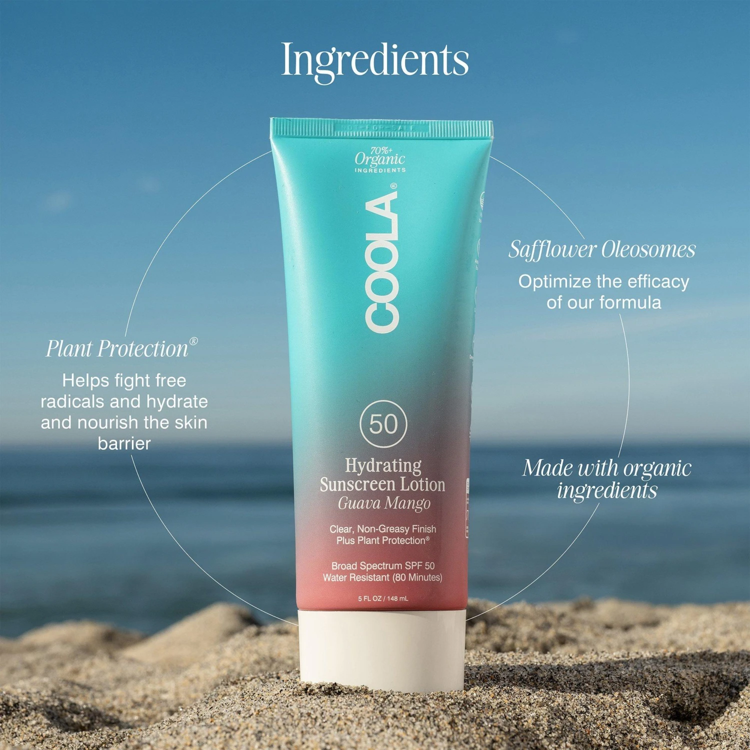 Coola Guava Mango Classic Body Organic Sunscreen Lotion SPF 50 2 Coola Guava Mango Classic Body Organic Sunscreen Lotion SPF 50 - Image 2