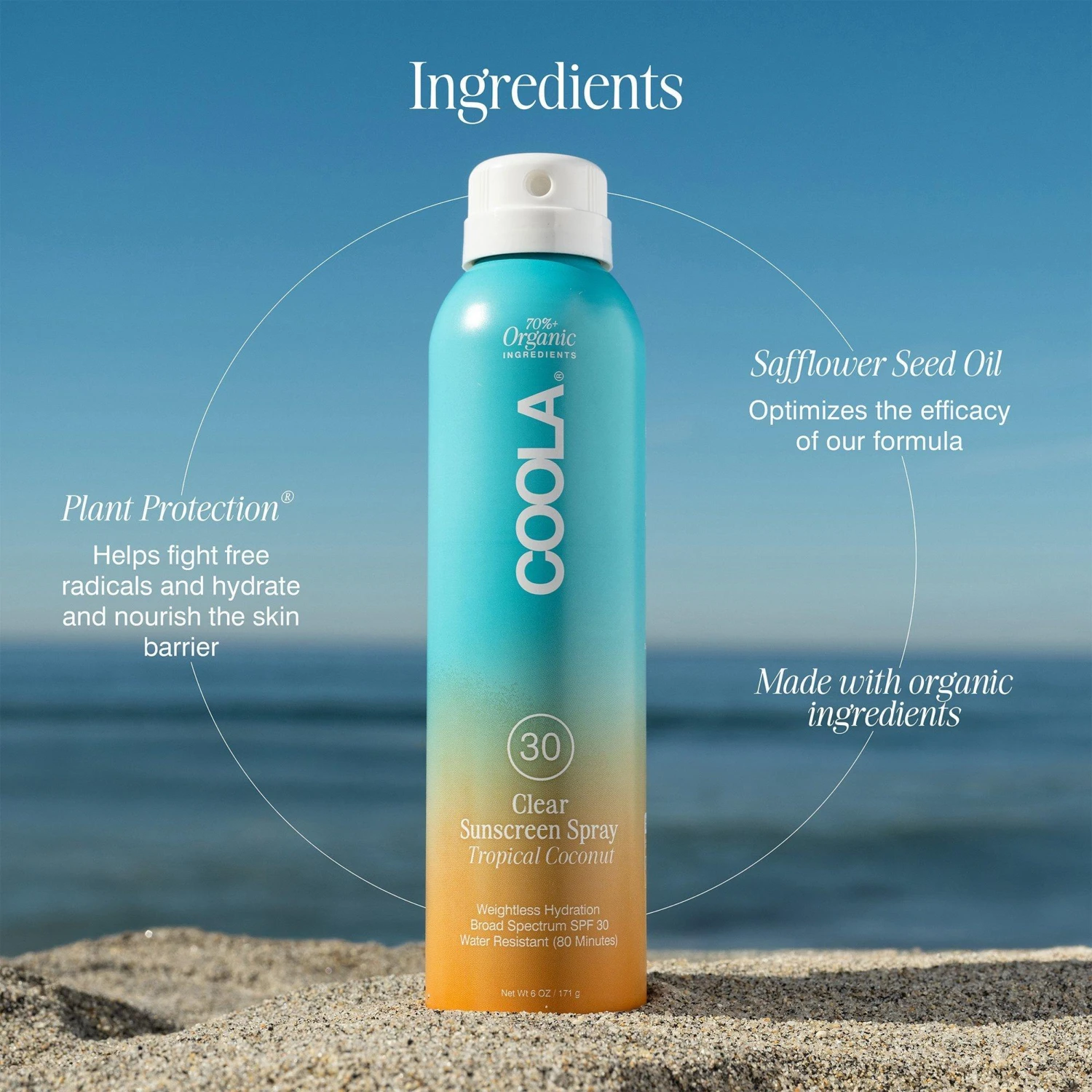 Coola Classic Body Organic Sunscreen Spray SPF 30 Tropical Coconut 6 Coola Classic Body Organic Sunscreen Spray SPF 30 Tropical Coconut - Image 6