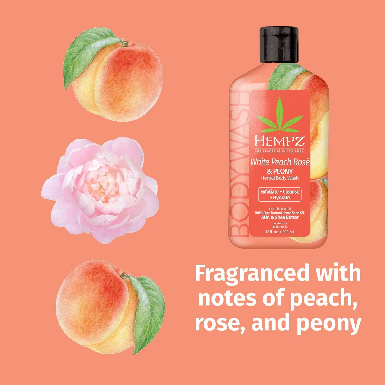 White Peach Rose & Peony Herbal Body Wash 3 White Peach Rose & Peony Herbal Body Wash - Image 3